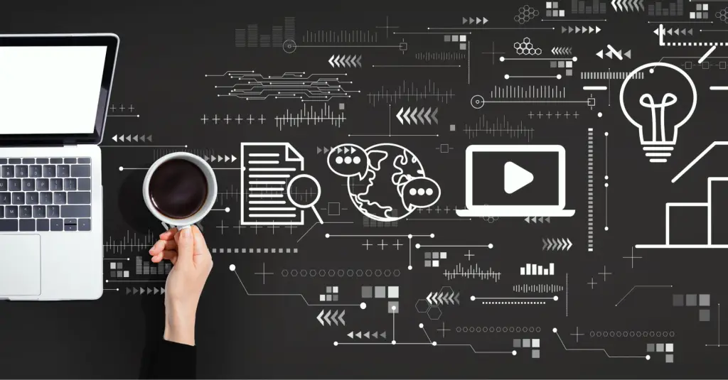 Laptop and marketing icons representing segmentation marketing strategy for home service contractors