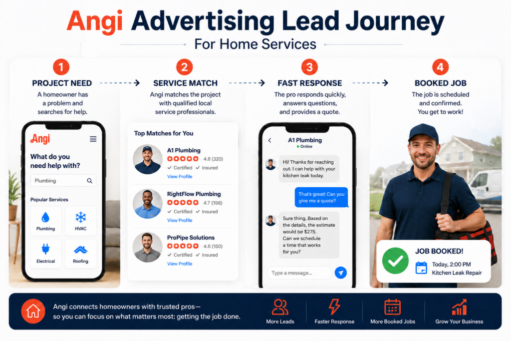 Angi advertising leads turning into booked jobs for home services