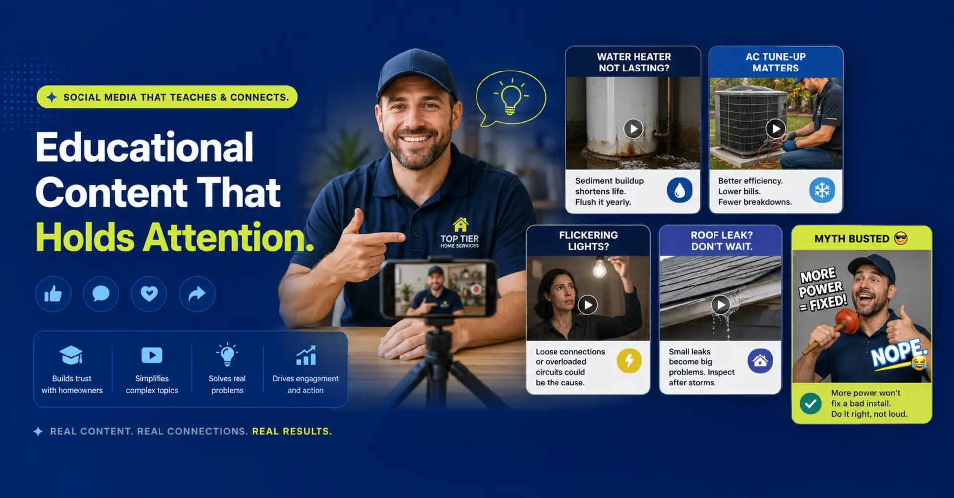 Home service technician creating educational and entertaining social media videos